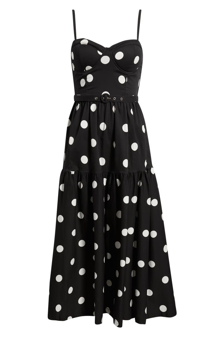 Belted Corset Midi Sundress, Alternate, color, BLACK/ WHITE