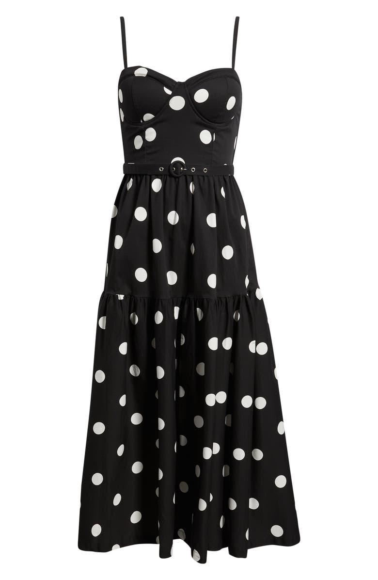 FLYING TOMATO Belted Corset Midi Sundress, Alternate, color, Black/ White