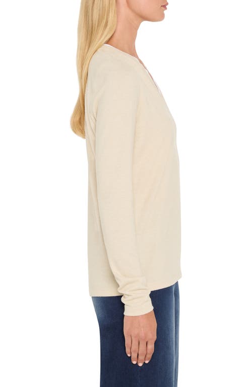 Nzt By Nic+zoe Cozy Double Layer Split Neck Top In Neutral