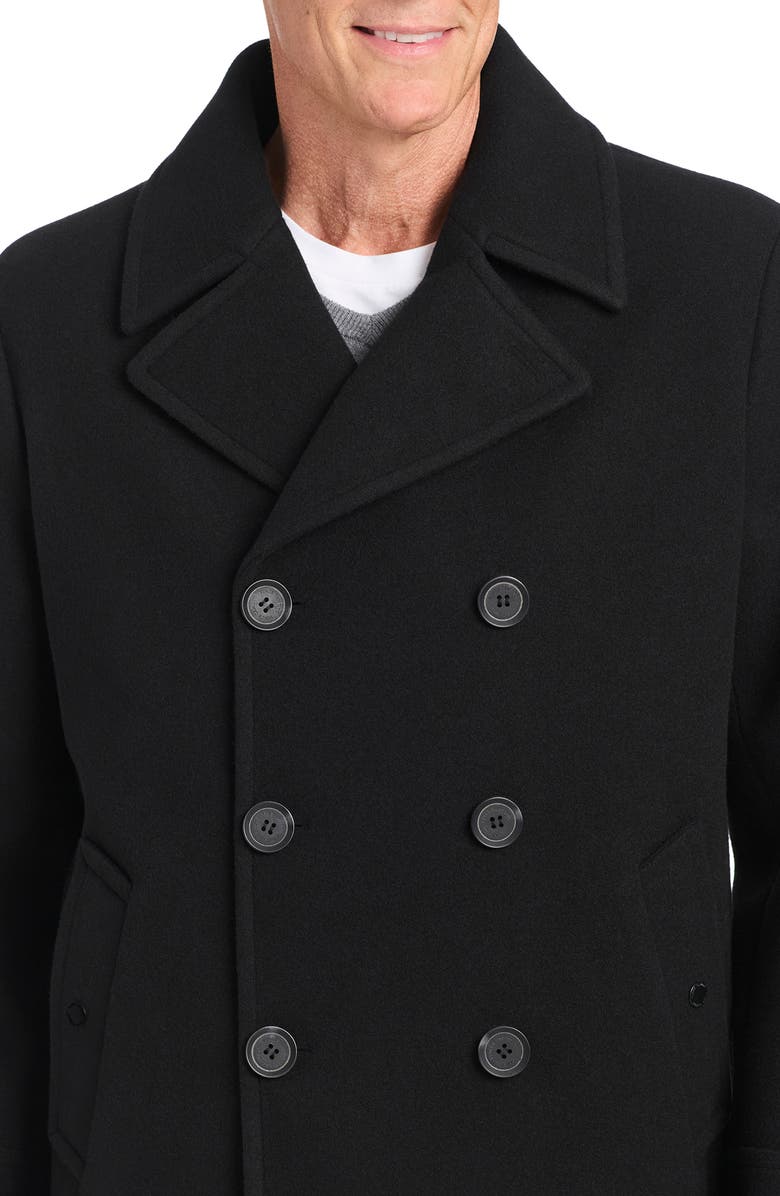 Vince Camuto Double Breasted Water Resistant Coat, Alternate, color, Black