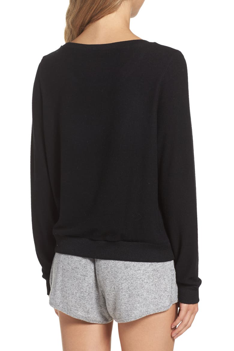 Brushed Hacci Sweatshirt, Alternate, color, BLACK