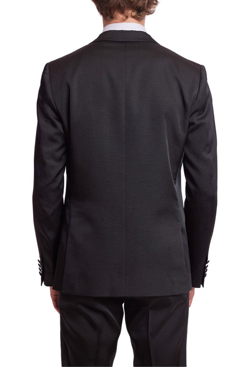Soho Slim Fit Double Breasted Suit Jacket, Alternate, color, BLACK ON BLACK