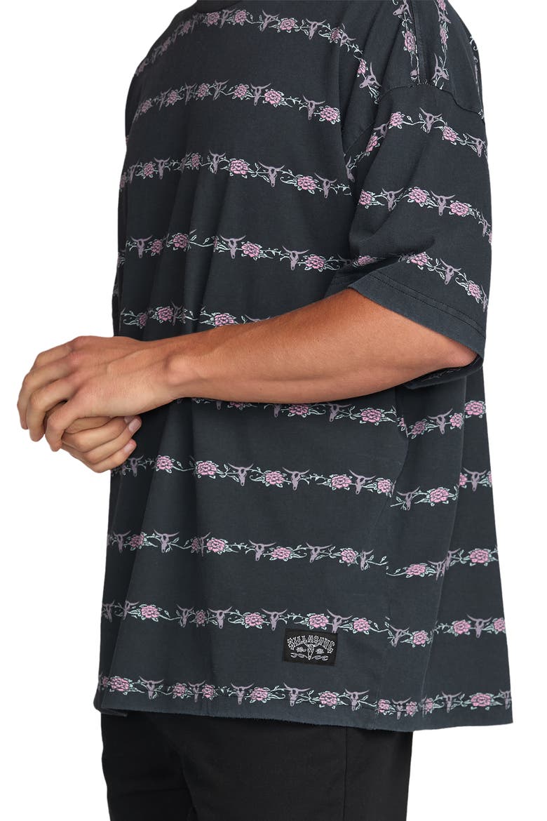 Raging Bull Floral Stripe T-Shirt, Alternate, color, WASHED BLACK
