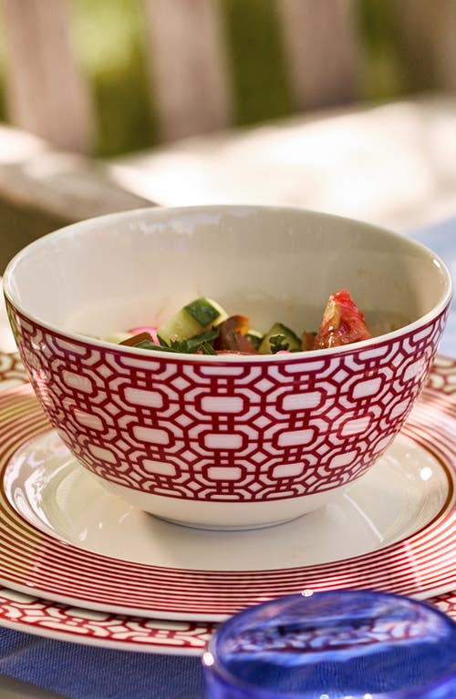 Caskata Newport Crimson Garden Gate Cereal Bowl In Red