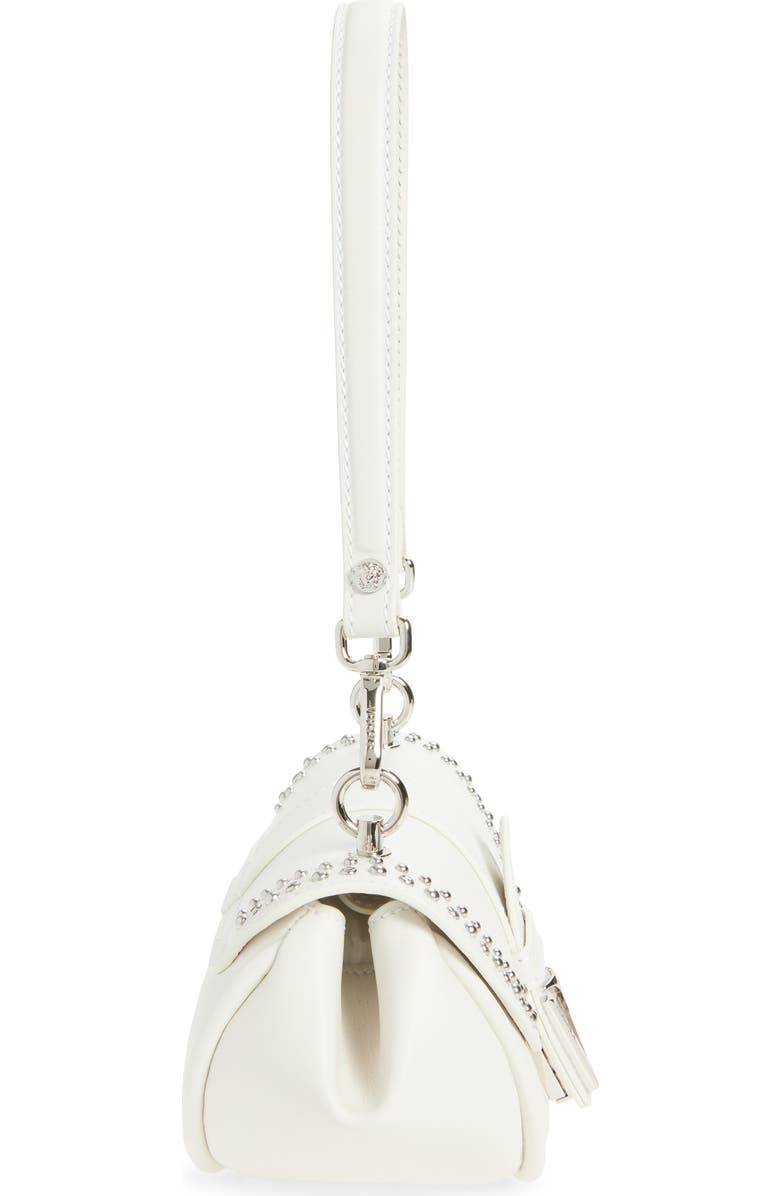 Versace Small Virtus Stud Embellished Leather Shoulder Bag, Alternate, color, Porcelain White-Pall