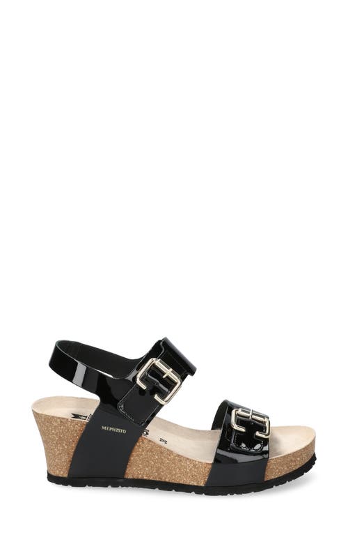 Mephisto Lissandra Platform Wedge Sandal In Black Patent