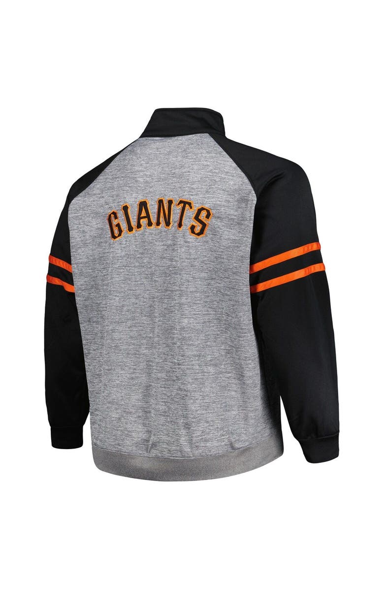 PROFILE Men's Black/Heather Gray San Francisco Giants Big & Tall Raglan Full-Zip Track Jacket, Alternate, color,