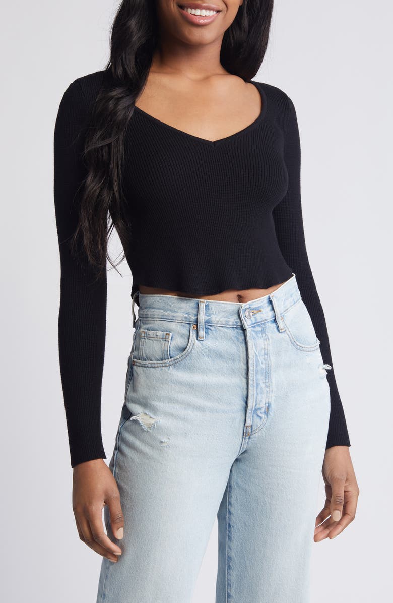 PacSun Woodland Waffle Stitch Crop Sweater, Main, color,