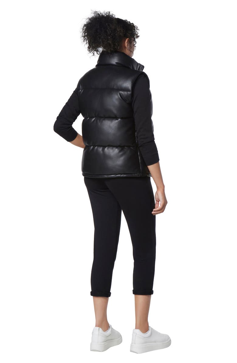 Marc New York Performance Faux Leather Puffer Vest, Alternate, color, Black
