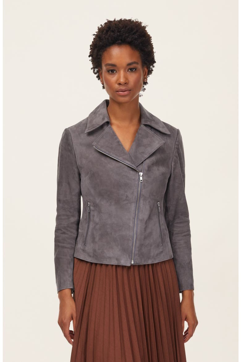 Lexi Suede Jacket, Main, color, Washed Grey