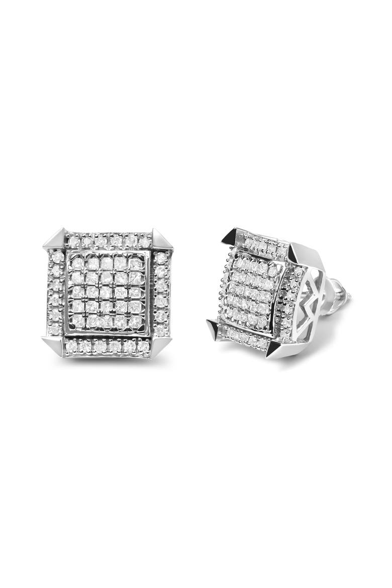 10K White Gold 1.0 Cttw Diamond Composite with Halo Stud Earrings, Alternate, color, White