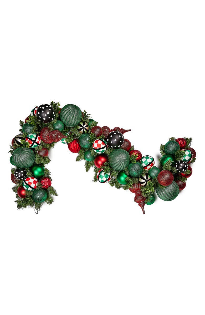 MACKENZIE CHILDS Check It Out Illuminated Holiday Garland, Main, color, Green