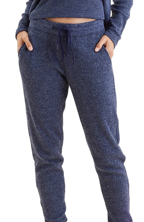 Shop Papinelle Waffle Knit Pajamas In Navy Melange
