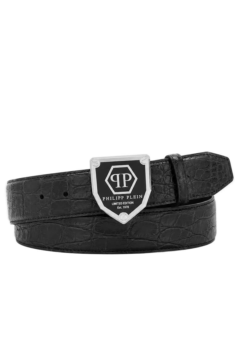 Belt Hexagon Men, Main, color, black/nickel