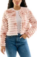Nina Leonard Faux Fur Channeled Bolero Jacket