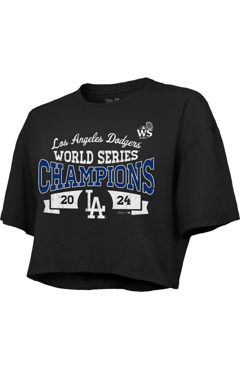 Majestic Threads Women's Majestic Threads Black Los Angeles Dodgers 2024 World Series Champions Boxy Cropped T-Shirt, Alternate, color, 