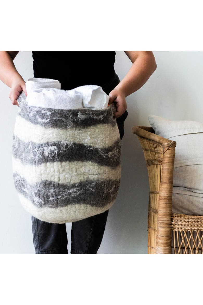 Ingobozi Woven Wool African Storage Basket, Alternate, color, White