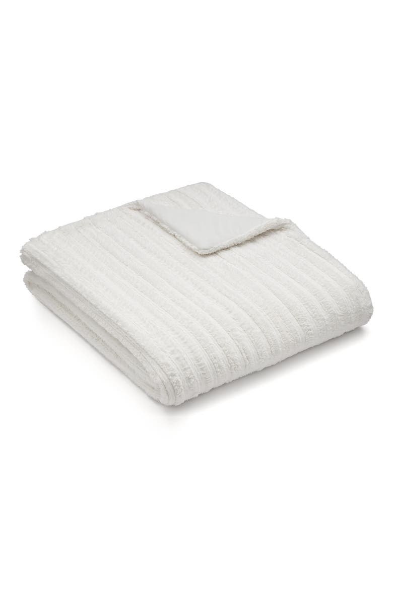 Kenzie King Line Textured Plush Comforter & Sham Set, Main, color, SNOW