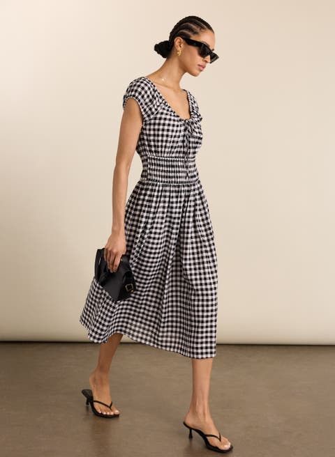 Emily Linen Gingham midi Dress