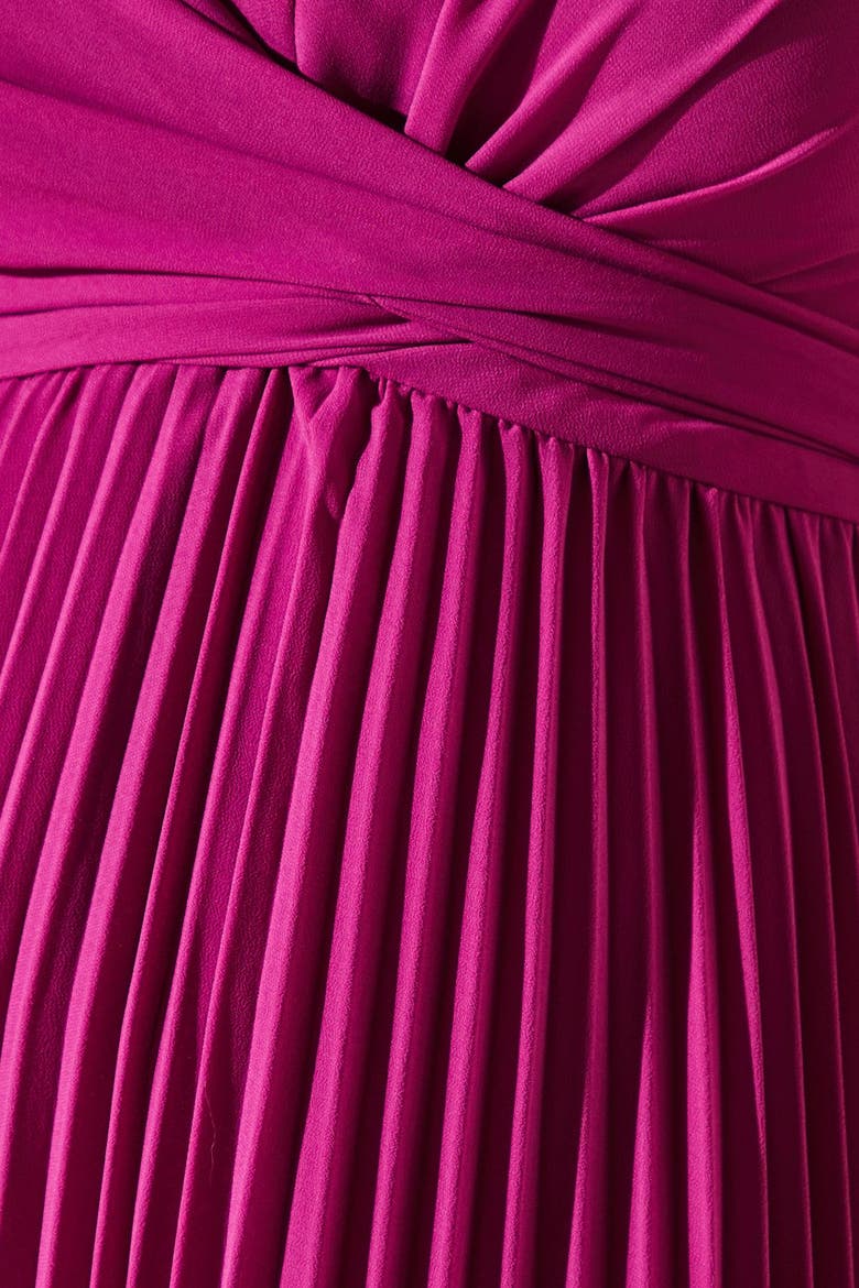 Pleated Wrap Front Dress, Alternate, color, Magenta