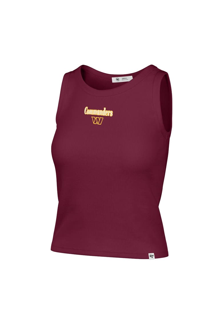 Women's '47  Burgundy Washington Commanders Cropped Straight Cut Ribbed Baby Tank Top, Alternate, color, Burgundy