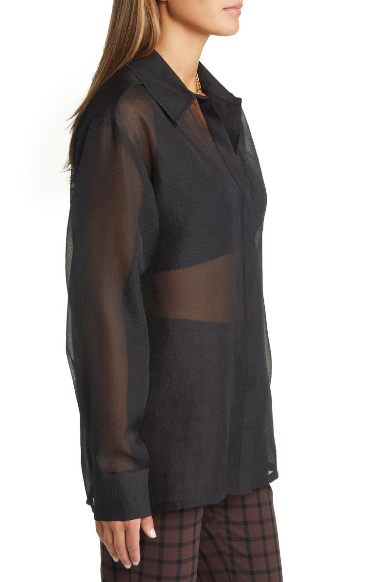 Open Edit Sheer Button-Up Shirt, Alternate, color,