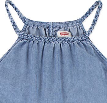 Kids' Chambray Tiered Halter Dress