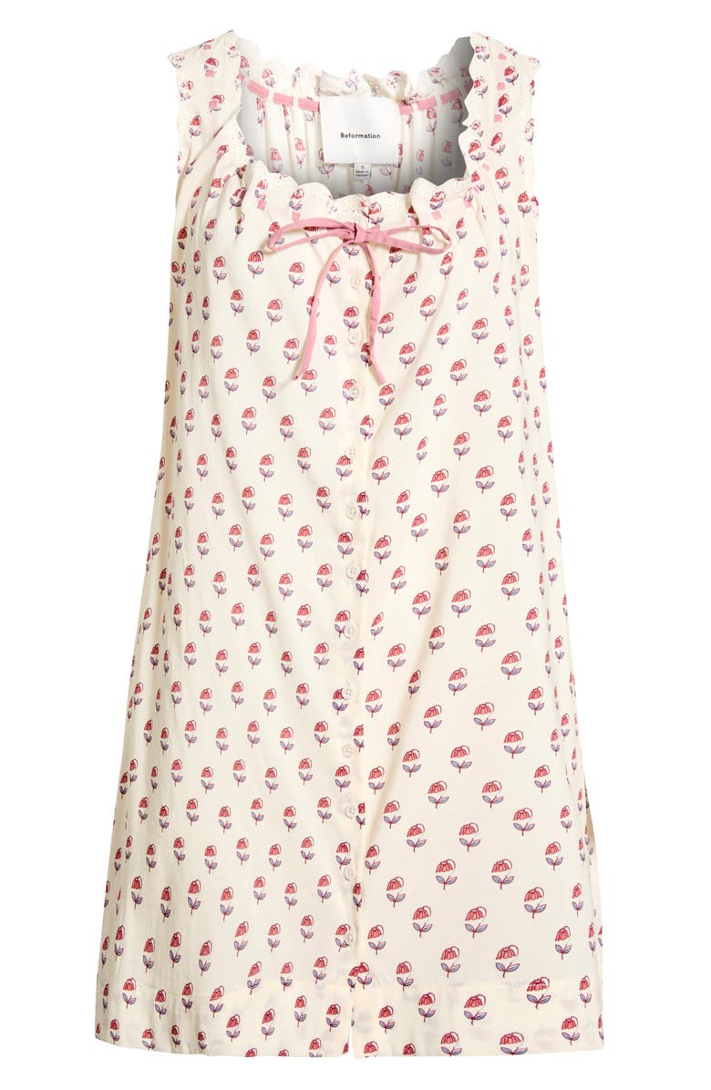 Reformation Holly Eyelet Trim Organic Cotton Blend Nightgown, Main, color, Laurel Canyon