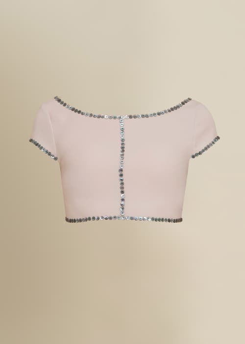 Contessa Mills Coraline Charcoal Shell-button Satin Crop Top In Multi