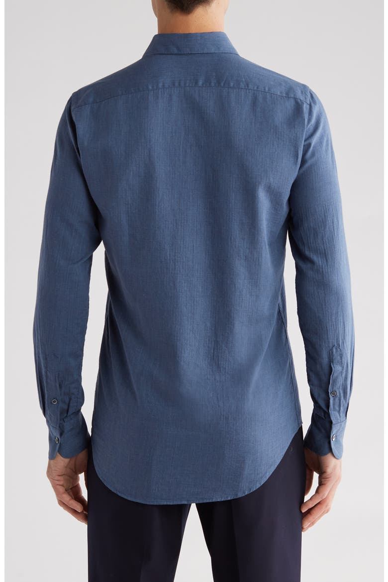 Solid Cotton Button-Up Shirt, Alternate, color, BLUE