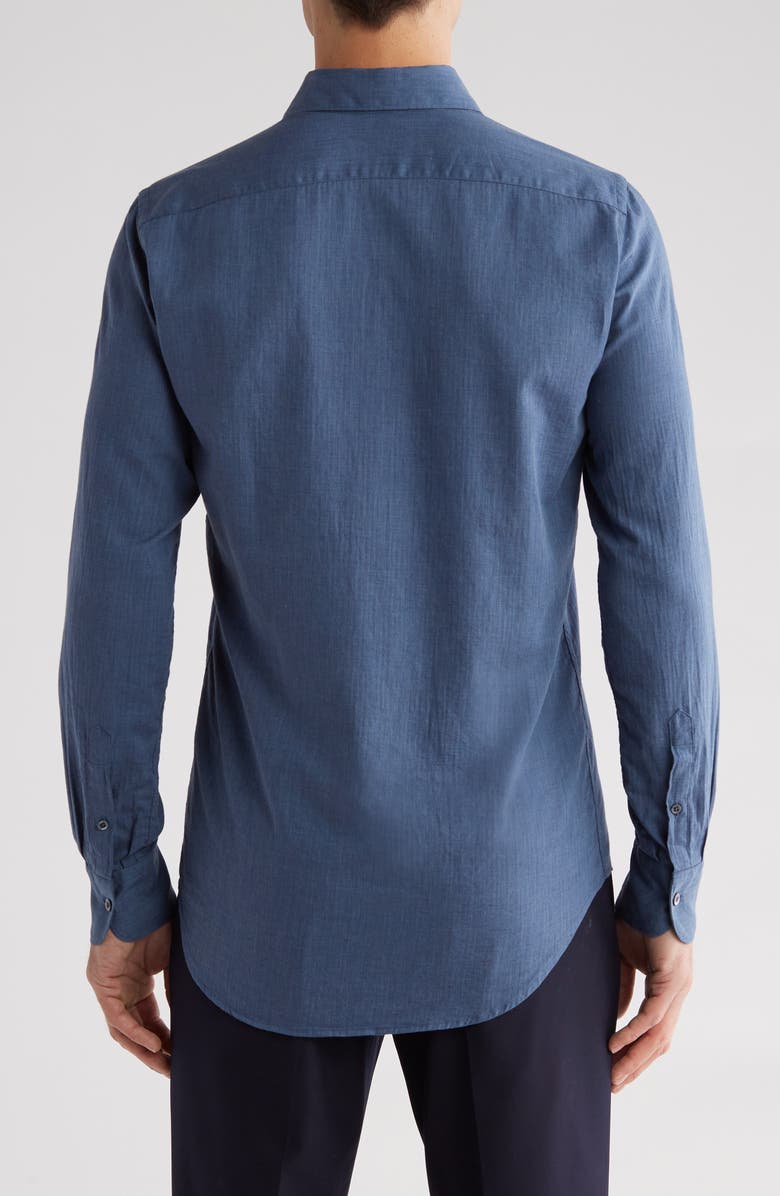 Canali Solid Cotton Button-Up Shirt, Alternate, color, 