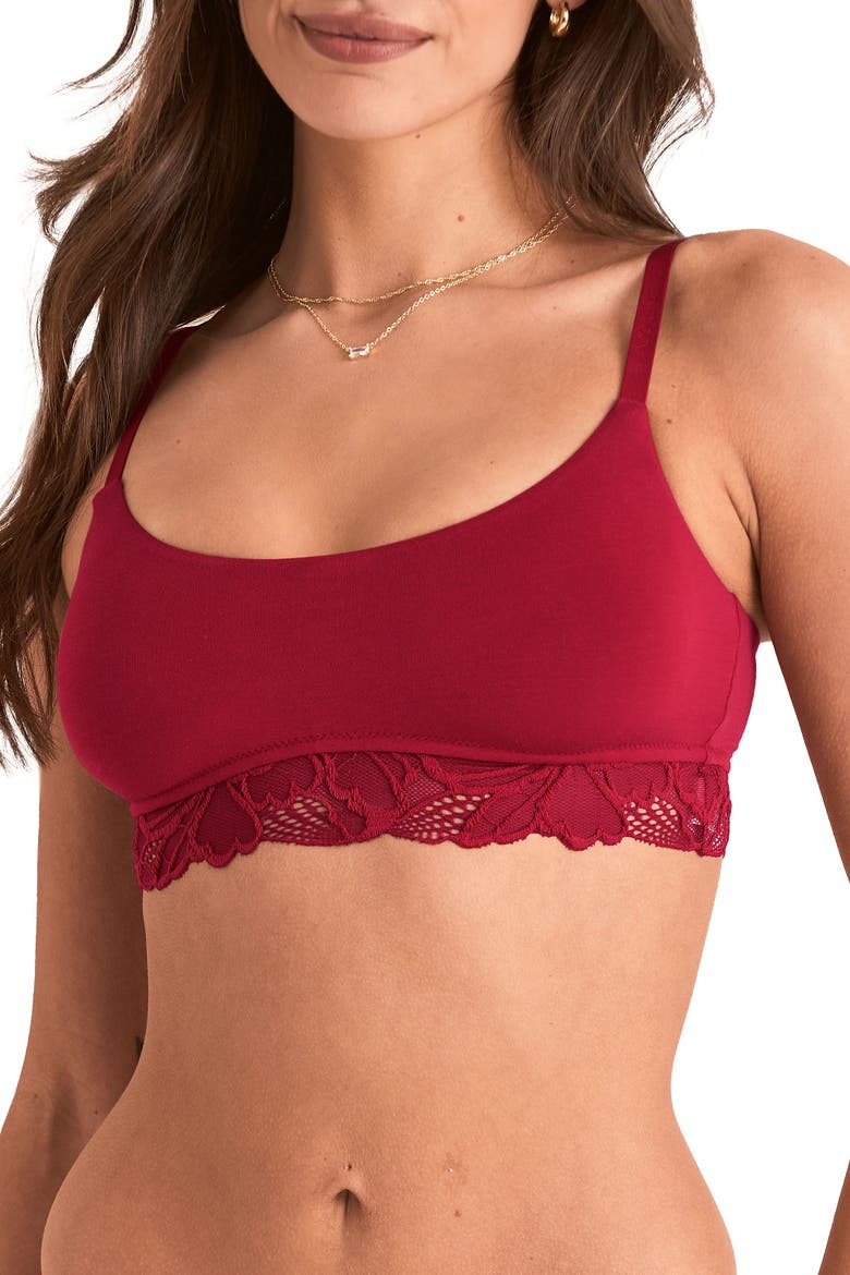 Shiloh Contour Bralette Bra, Main, color, Dark red