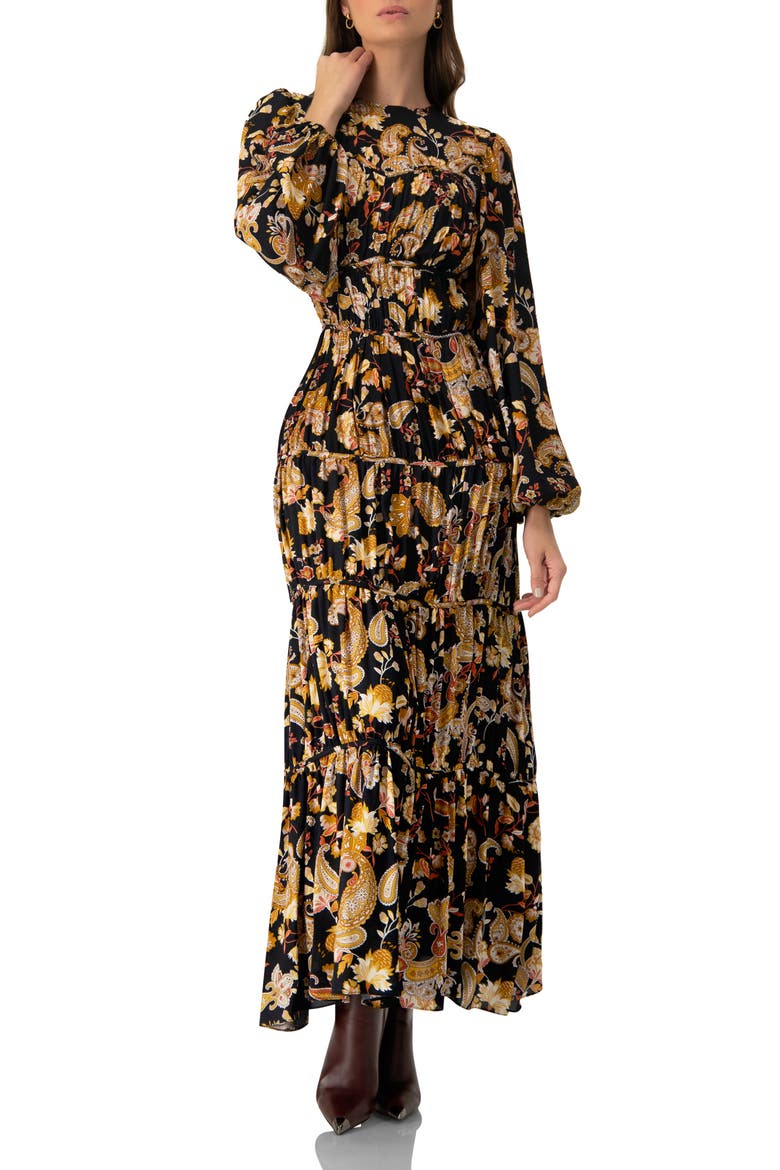 Puff Sleeve Maxi Dress, Main, color, Multicolor