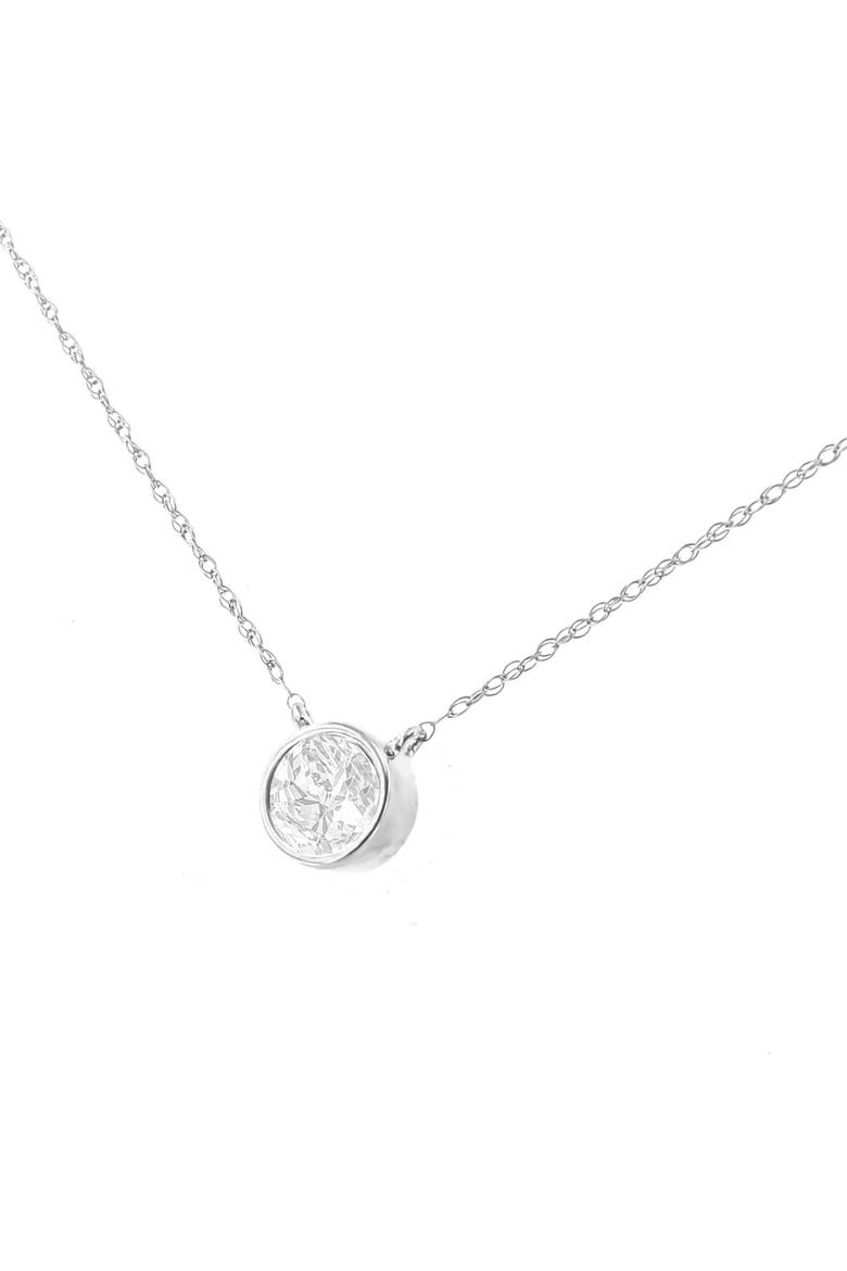 AGS Certified 10K White Gold 1/3 Cttw Bezel Set Diamond Solitaire Pendant Necklace, Main, color, White
