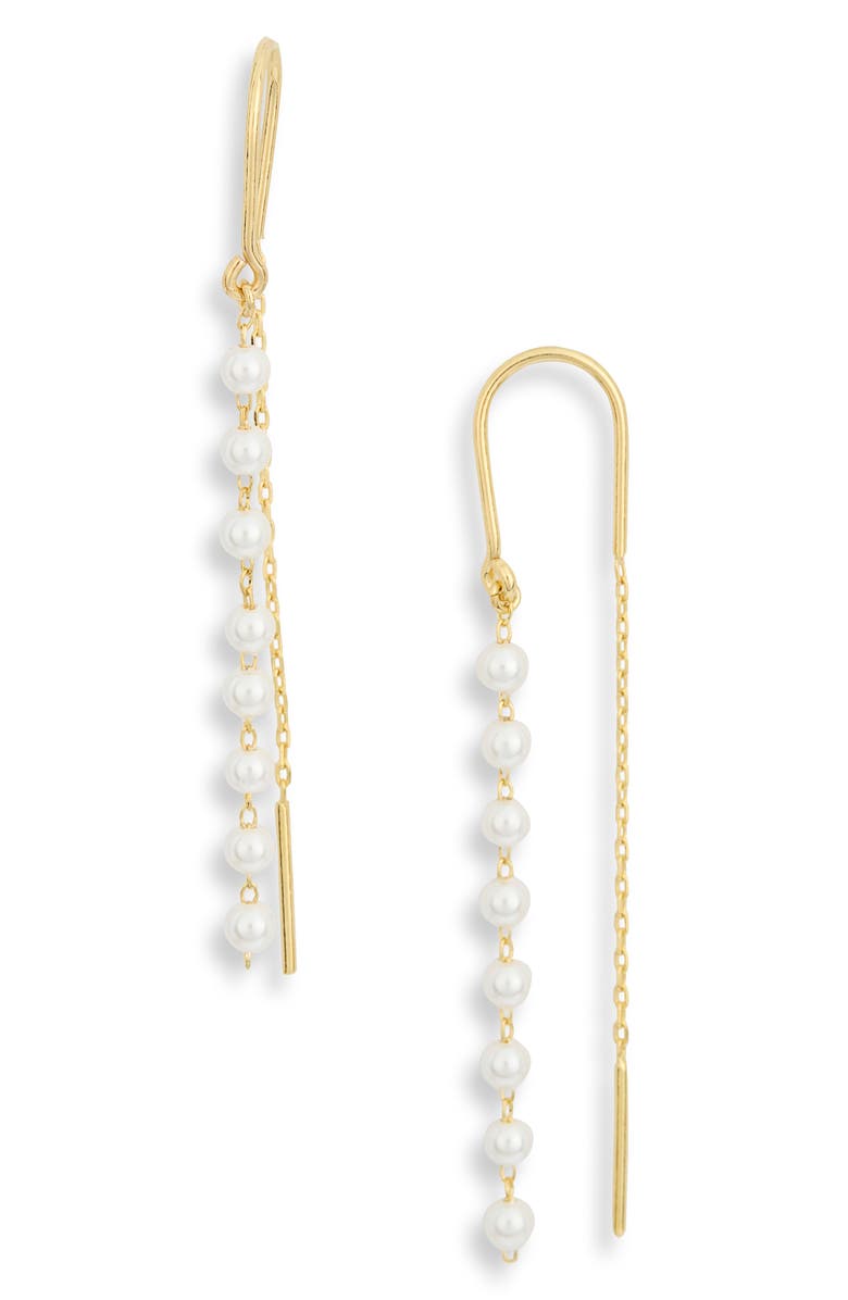 Argento Vivo Sterling Silver Imitation Pearl Theader Earrings, Main, color, Gold