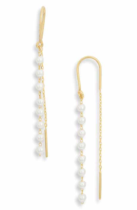 Argento Vivo Sterling Silver Imitation Pearl Theader Earrings