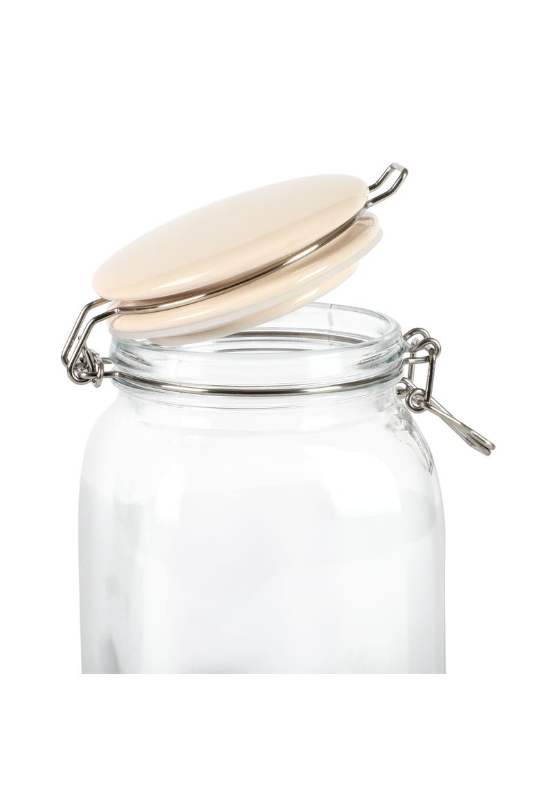 3 Piece Glass Canister Set with Ceramic Lids Off-White, Alternate, color, White