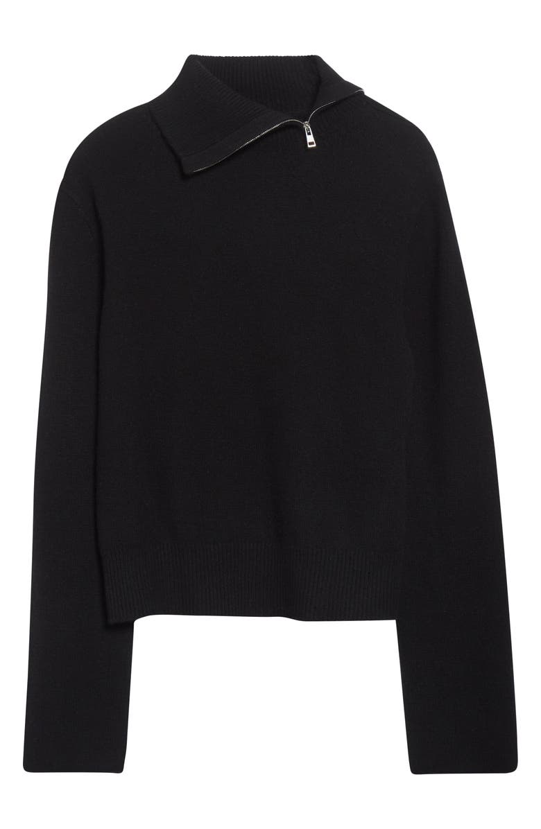 Brandon Maxwell The Addison Side Zip Turtleneck Sweater, Alternate, color, Black