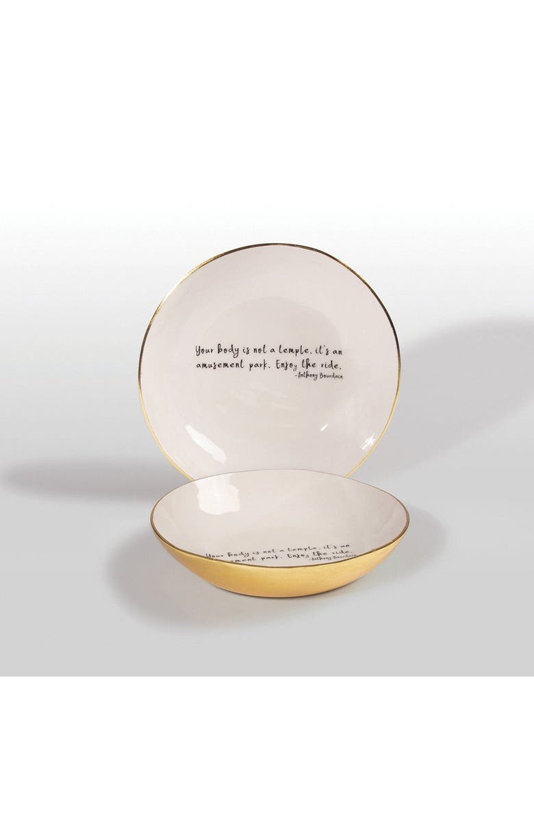 Lunares "Your Body Is Not a Temple, It's An Amusement Park. Enjoy the Ride" Anthony Bourdain - Bowl With Quote, Main, color, White