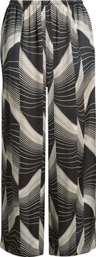Nordstrom Print Pull-On Satin Crop Wide Leg Pants