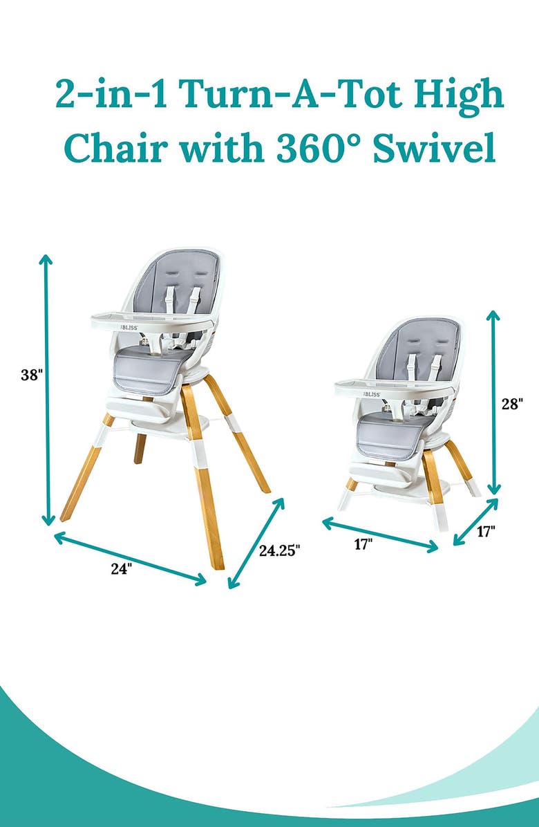 Little Partners TrüBliss<sup>™</sup> 2-in-1 Turn-A-Tot High Chair with 360° Swivel, Alternate, color, Earl Grey
