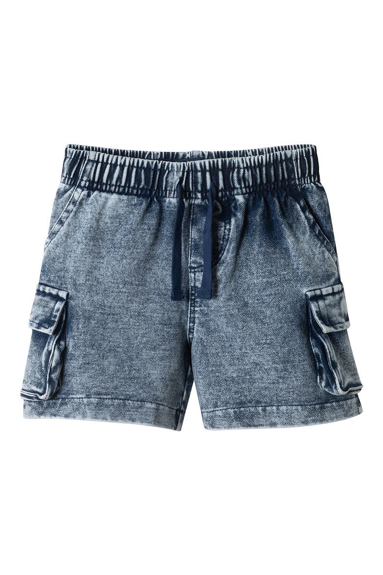 Kids' Drawstring Knit Denim Shorts, Main, color, NAVY