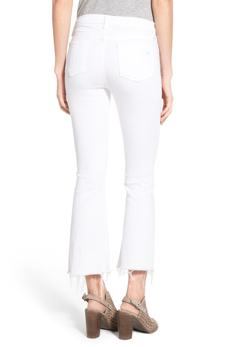 High Rise Raw Hem Crop Flare Jeans, Alternate, color, BRIGHT WHITE