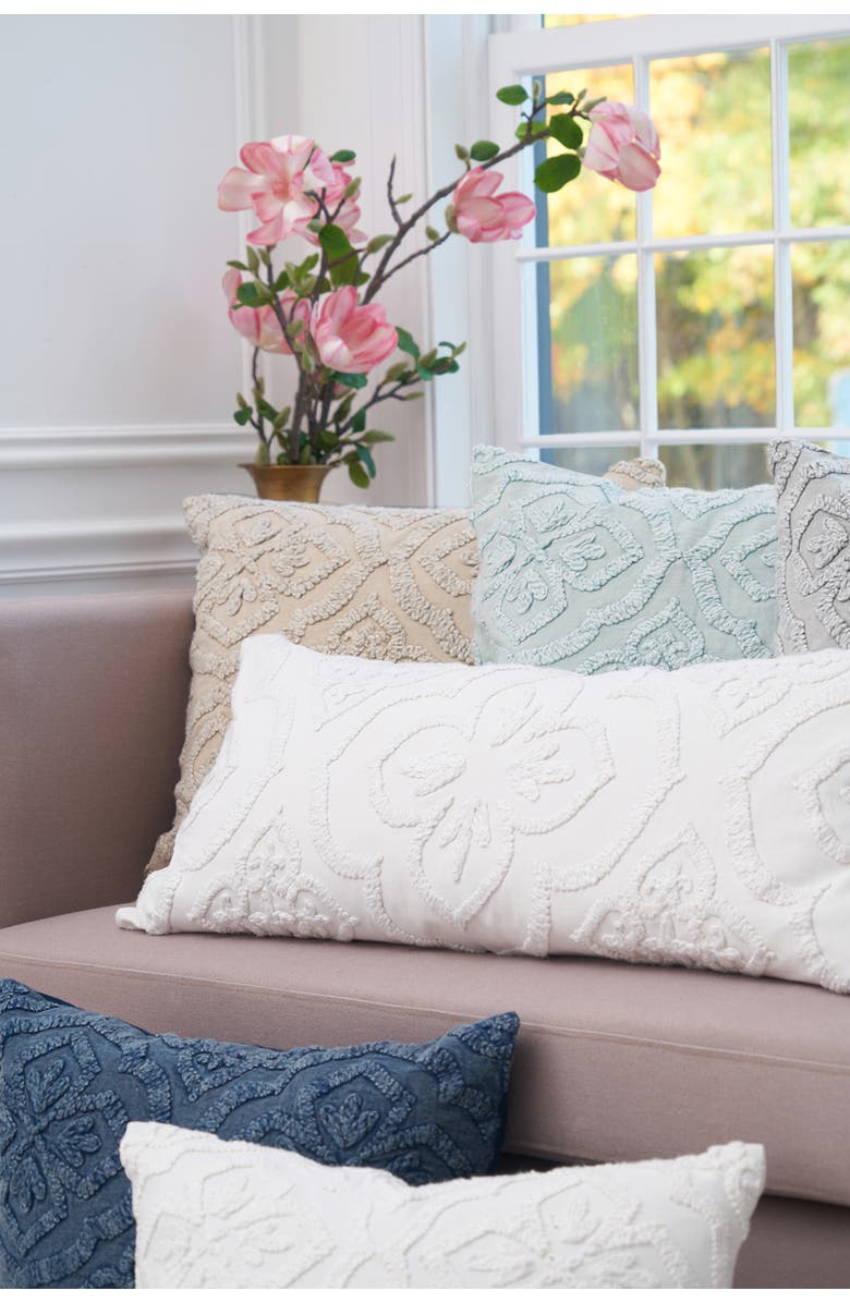 ELISABETH YORK Ninny Floral Tufted Throw Pillow Collection, Alternate, color, Grey