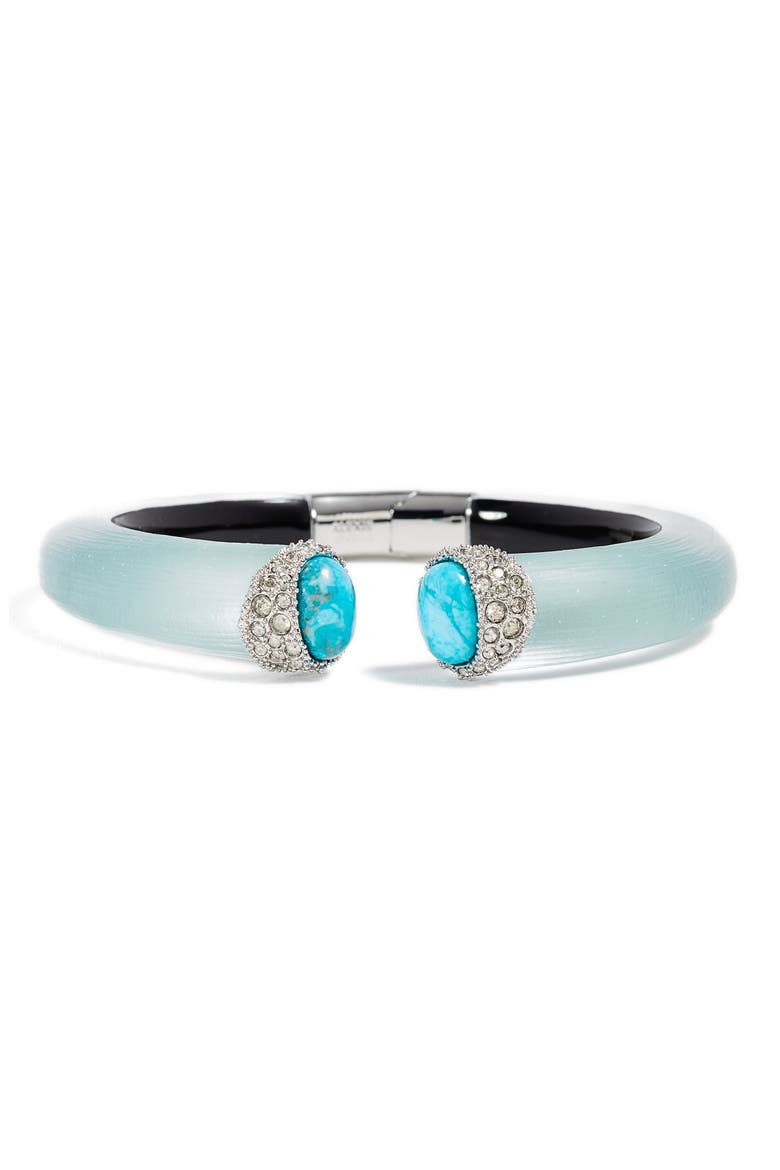 Encrusted Double Stone Lucite® Hinge Bracelet, Main, color, GREY BLUE