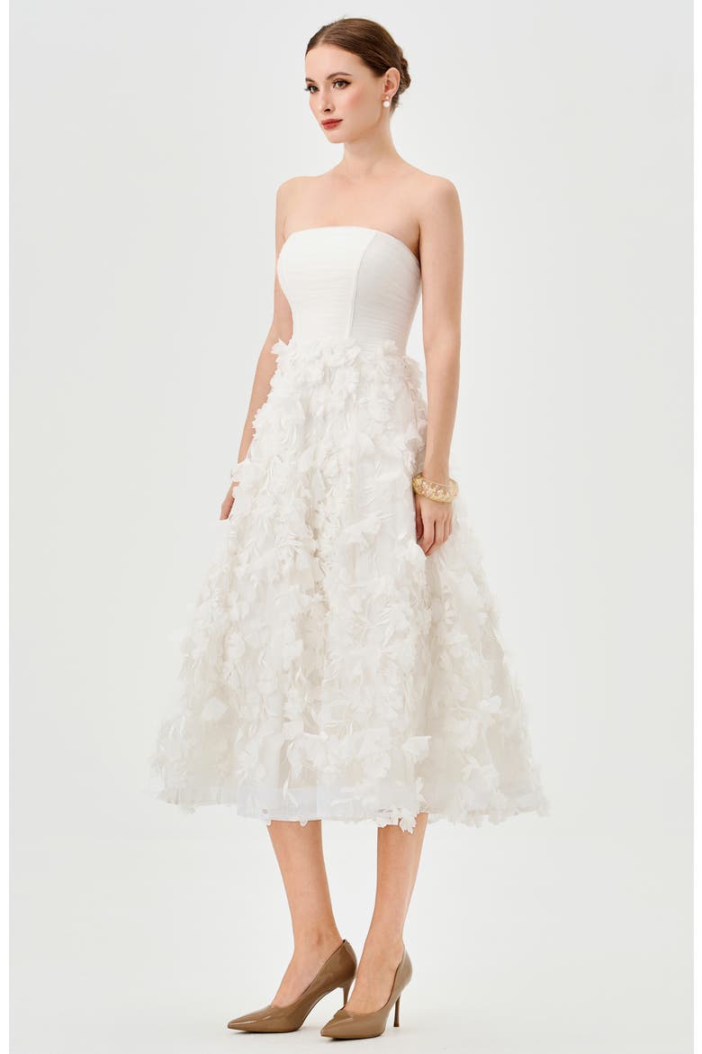 Aryan Strapless Midi, Alternate, color, WHITE