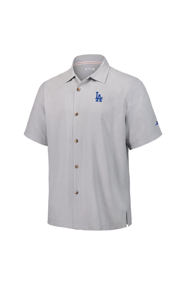 Tommy Bahama Men's Tommy Bahama Gray Los Angeles Dodgers Hit and Run Silk Camp Button-Up Shirt, Alternate, color, Gray