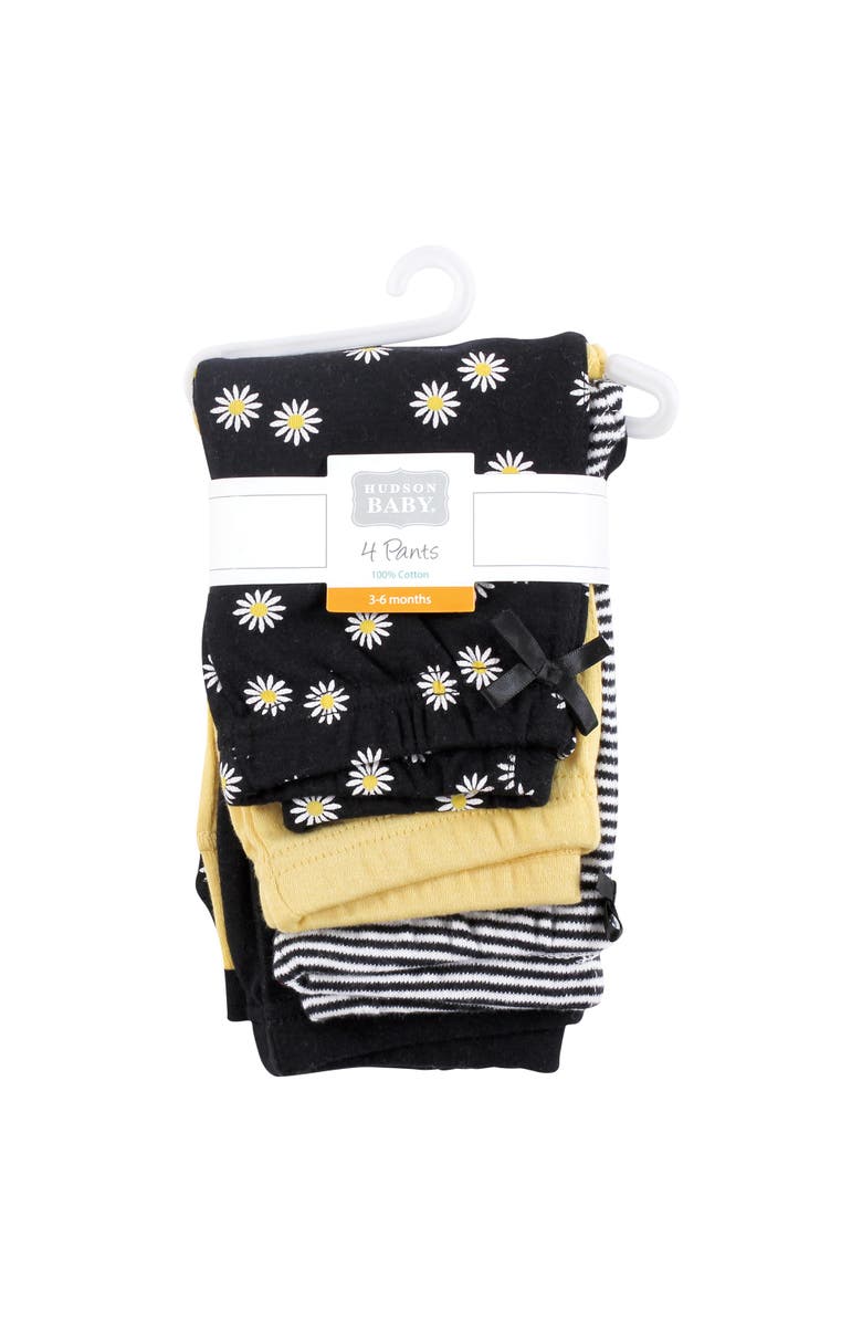 Hudson Baby 4Pk Everyday Pants Set, Alternate, color, Black Daisy