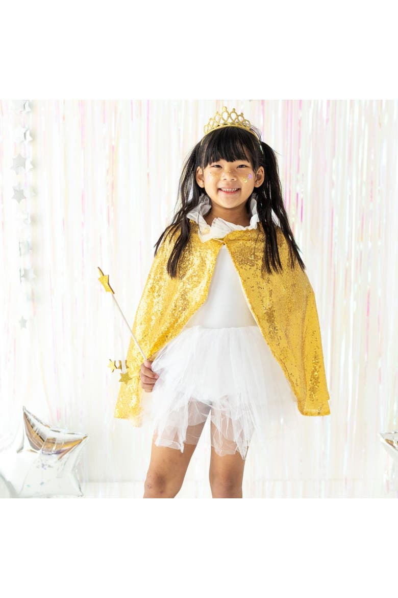 Gold Sequin Cape, Alternate, color, Gold