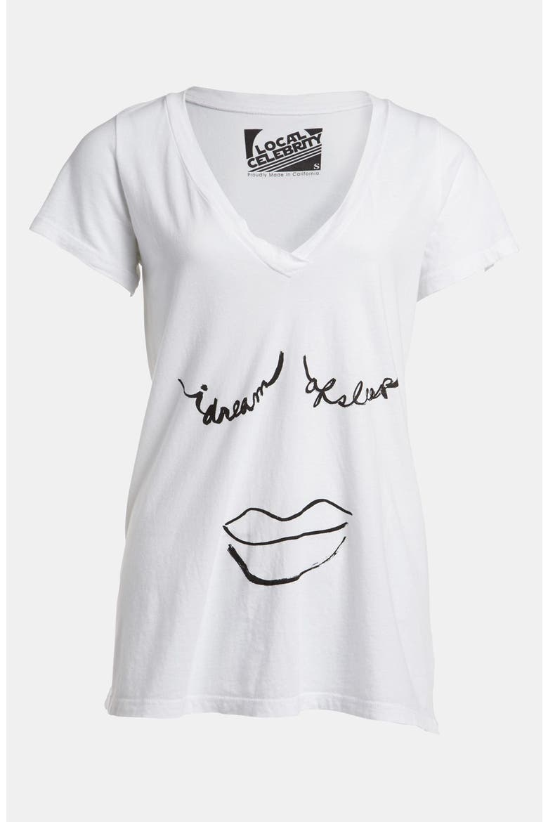 'I Dream of Sleep' V-Neck Tee, Main, color, WHITE